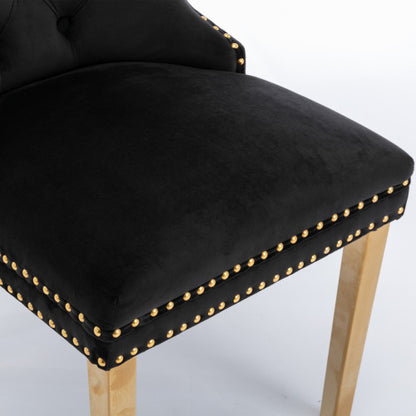 A&A Nikki Collection 2-Pcs Black&Gold Velvet Dining Chairs (DE1601BK)