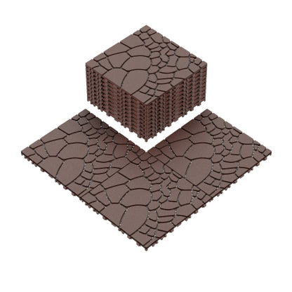44 Pack Brown 12" Stone-texture Interlocking Patio Deck Tiles