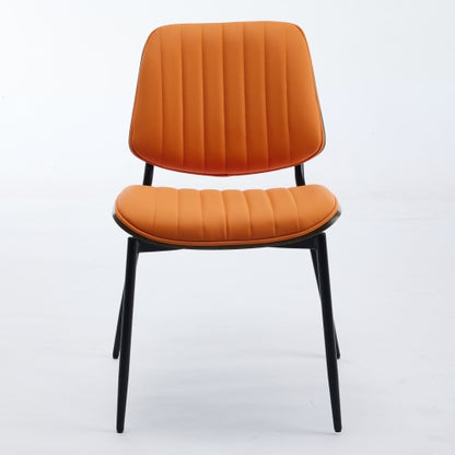 Mid-Century Orange Faux Leather Dining Chairs 2-Pcs Set (DE1849OG)