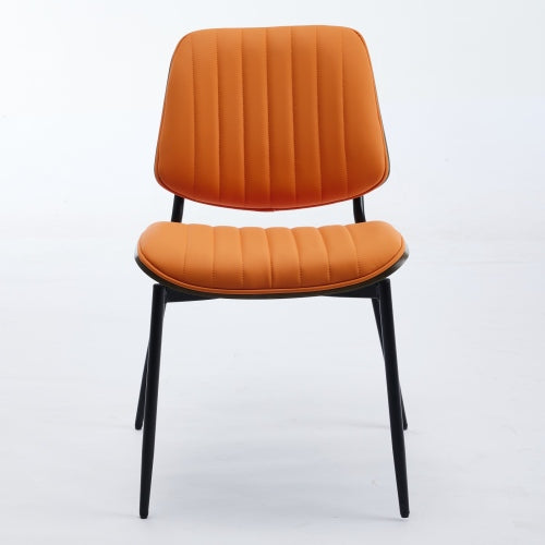 Mid-Century Orange Faux Leather Dining Chairs 2-Pcs Set (DE1849OG)