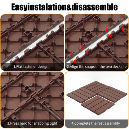 44 Pack Brown Interlocking Deck Tiles