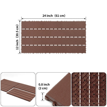 22 Pack Brown 2FT Interlocking Patio Deck Tiles