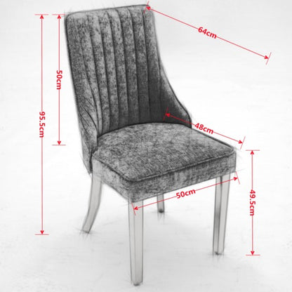 French Style Chenille Dining Chair Set (Gray, DE1647GY)