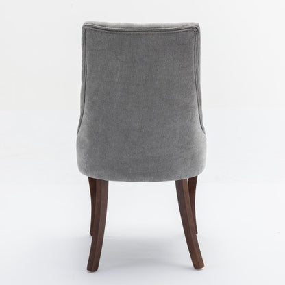 Gray Rayon Flocking Linen Dining Chairs 2-Pcs Set (DE1847GY)