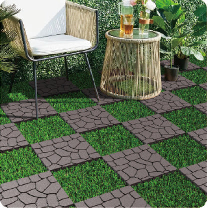 44 Pack Dark Gray New Stone - texture Interlocking Patio Deck Tiles