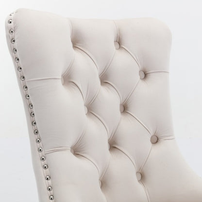 Modern Tufted Velvet Dining Chair Set (Beige, DE1701BG)