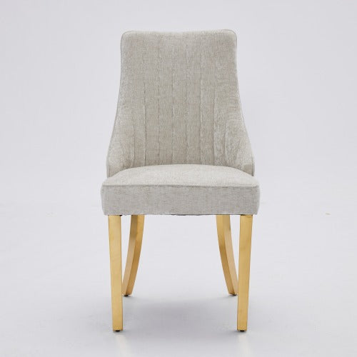 Beige Rayon Chenille Dining Chairs 2-Pcs Set (DE1647BG)