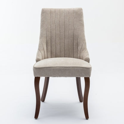 Beige Rayon Flocking Linen Dining Chairs 2-Pcs Set (DE1847BG)
